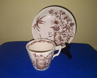 Aesthetic Brown transferware Cup & Saucer