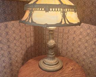 Antique Slag Glass Table Lamp