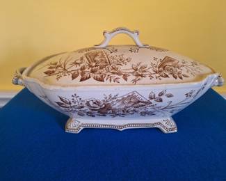 Trentham Brown Transferware Aesthetic Tureen
