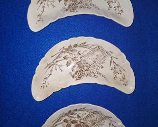Trentham Brown Transferware Aesthetic Bone Dishes
