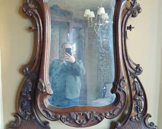 Victorian Highly Carved Rococo Dresser & Mirror