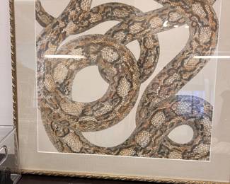 Snake print in antique gold frame.  24x24. $35