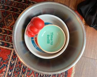 Dog dishes and toys