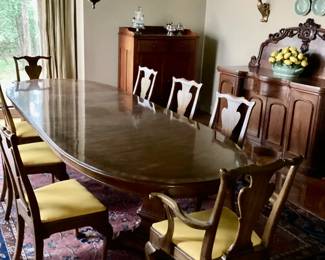 Antique Mahogany Dining Table and Chippendale Chairs