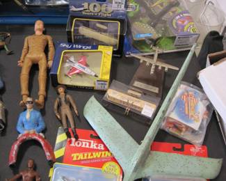 Marx Johnny West action figure, Hartland Lone Ranger & Cowboy figures, Airplane items