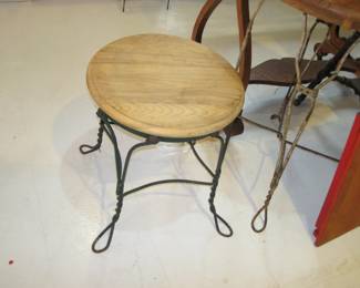 Vintage Ice Cream Parlor Stool with Twisted Metal Legs
