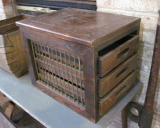 Vintage Wood, Metal 3 Tray Cabinet