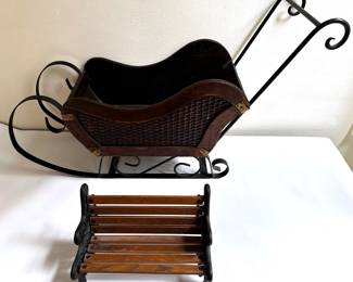 Small Wooden Sleigh & Park Bench With Scrolled Metal Sides
Lot #: 89