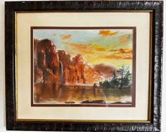 Wayne Morrell (1923-2013 American) Pastel Drawing, Landscape With Waterfall, Signed
Lot #: 12
