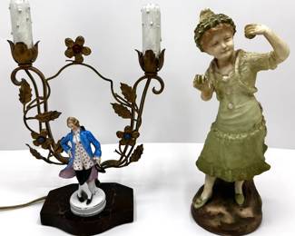 Vintage Rococo Style Porcelain Boudoir Lamp & Girl With Castanets Figurine
Lot #: 111