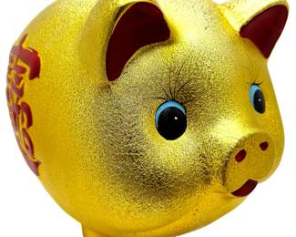 Large Gold Ceramic Lucky Pig Chinese Money Bank
Lot #: 2