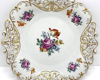 Vintage Jlmenau Graf Von Henneburg German Hand Enameled Floral Plate With Gold Trim, Numbered & Signed
Lot #: 84