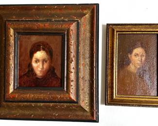 2 Eyal Moyal (Born 1970 Isreal) Oil Painting Portraits: On Canvas With Gold Frame & On Wood With Custom Frame
Lot #: 20