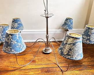 6 Armed Chandelier With Blue Flowered Lamp Shades
Lot #: 36