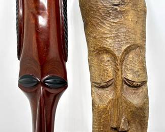 2 Vintage Hand-Carved African Wood Masks, One Tropical Hardwood
Lot #: 23