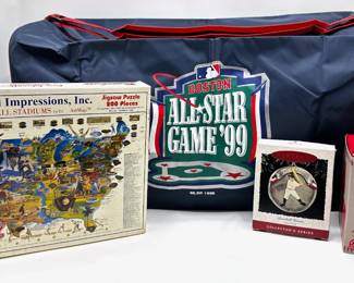 Vintage Baseball Memorabilia: Boston Red Sox 1999 Allstar Duffle, New Stadium Puzzle & Lou Gherig Ornament
Lot #: 119