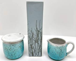 Chive Ceramic Vase & Greenwich House Pottery Handmade Sugar Bowl & Creamer Set, Signed
Lot #: 105