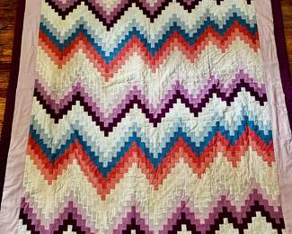 Vintage Hand Made Quilt "Ebb And Flow" Design, 100 Percent Cotton
Lot #: 43