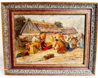 Lajos Deak Ebner (1850-1934 Austria) Oil Painting On Canvas, Women Washing Clothes In A Stream, Signed
Lot #: 17