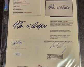 Warren Buffett Autograph, very nice bold RARE signature! Certified