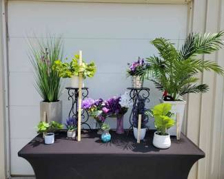 Artifical Flowers and Plants with Two Plant Stands