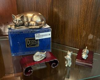 Bronze resin & pewter cat figurines