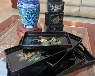 Nesting trays and boxes in oriental design