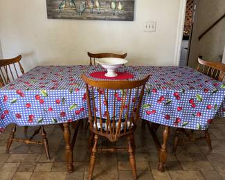 Vintage Hard Rock Maple dining table and chairs 