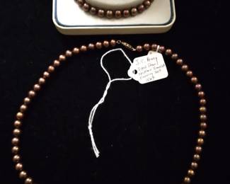 JC Penny pearl necklace, bracelet, and earring set in original box.  Original price $229.