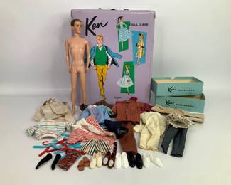 Vintage Mattel Ken Doll with Case and Clothing