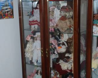 Great Display Cabinet, there are 2, Dolls are 6-10 each