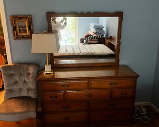 Vintage Wood Dresser with Mirror by Unique 