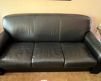 Vintage Black Leather Couch 