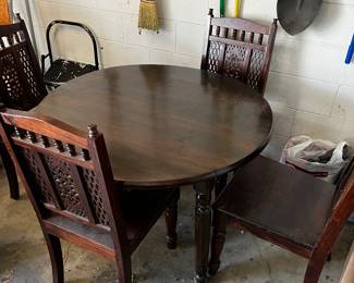 Vintage Wood Table with 4 Chairs 