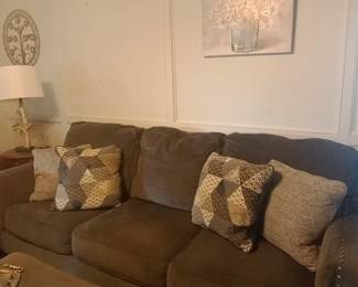 Modern four piece set: couch, loveseat, chair plus ottoman. Excellent condition. 