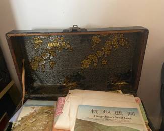 Lacquer box with maps