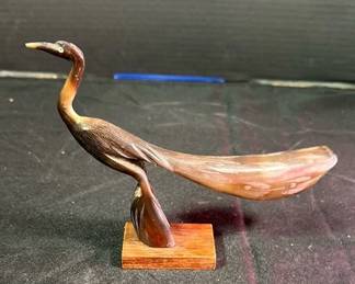 Carved Horn Bird From India 