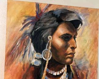 Native American Painting On Canvas by Hampton