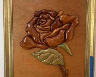 Wood Art Framed Rose 