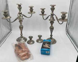 Sterling Candelabras And Candle Holders