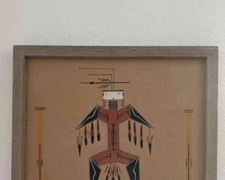 SIGNED New Mexico Navaho Sand Painting Piece 