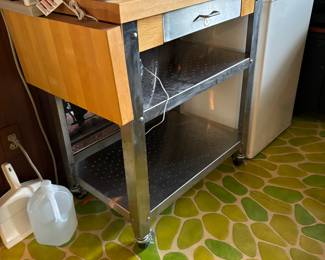 John Boos Cucina Elegante butcher block and stainless kitchen cart 