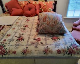 Needle Point Rug, Custom Made Down Filled Pillows
