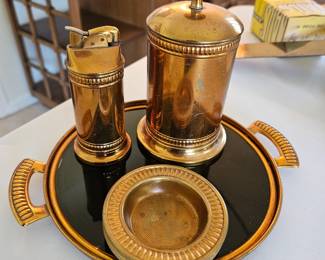 $40 MCM Smoking set, lighter, cigarette holder, tray, for mini ashtrays