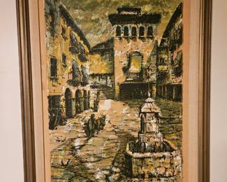 SOLD Courtyard framed art