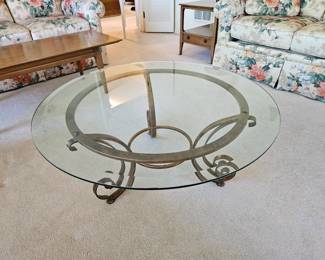 $65 Round glass & metal coffee table