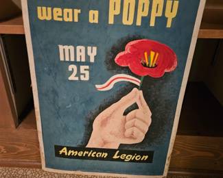 $16 Vintage Wear a Poppy American Legion poster