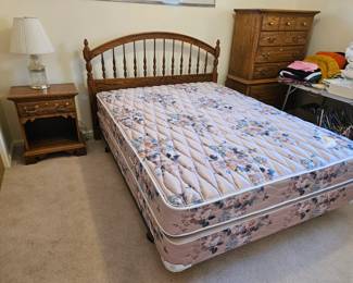 $60 Queen Oak Headboard w/frame, $40 Queen mattress
