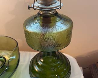 VINTAGE GREEN OIL LAMP