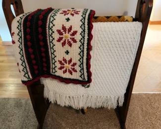 Handmade quilts and afghans. 